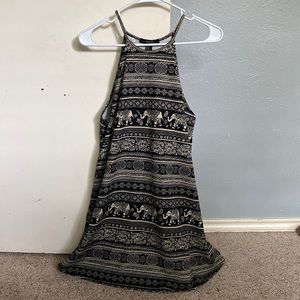 Black and cream boho mini halter dress from Forever 21